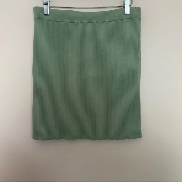 Aritzia Wilfred Light Sage Green Reso Ribbed Knit Mini Skirt Size Large - Picture 3 of 5